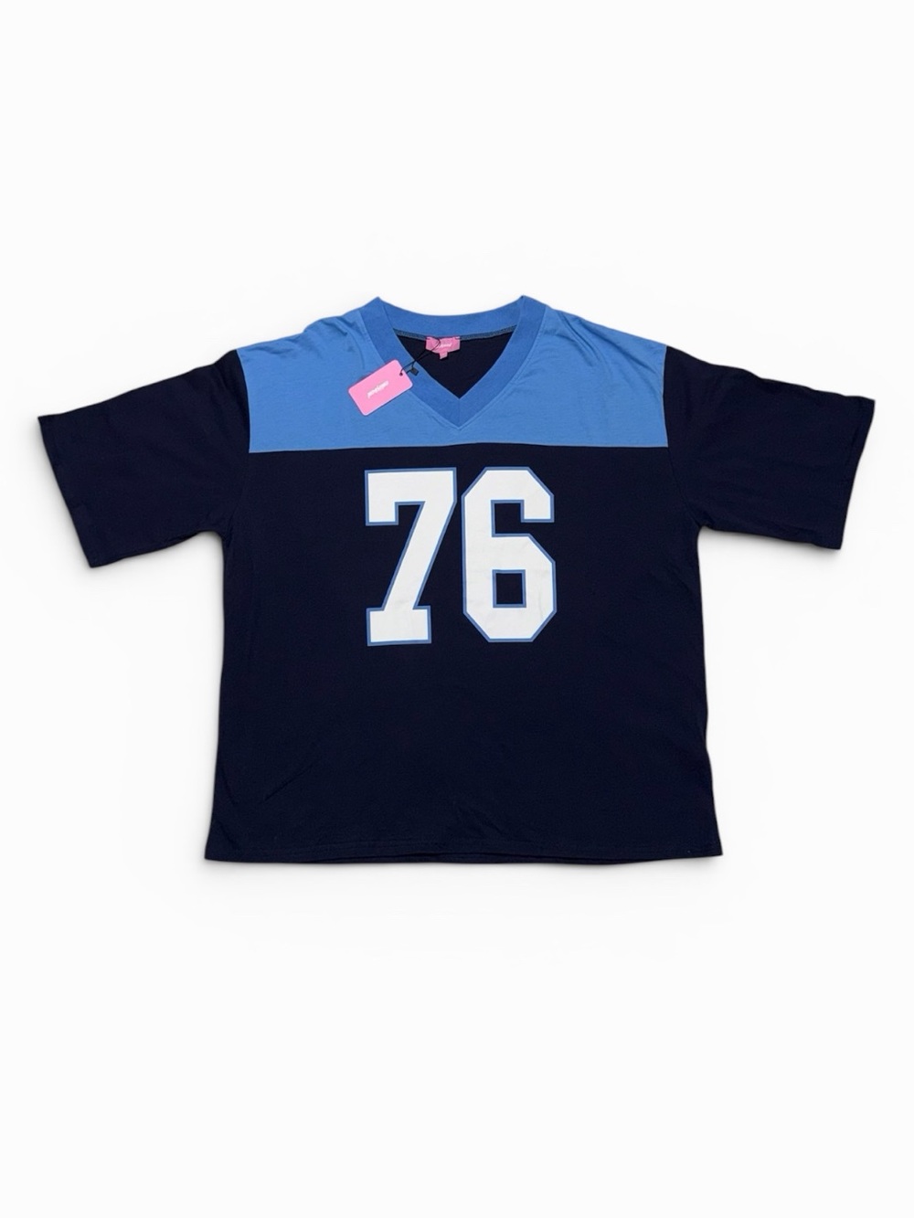 NWT Edikted Oversized Football Jersey Top XL Blue Varsity Y2K Streetwear